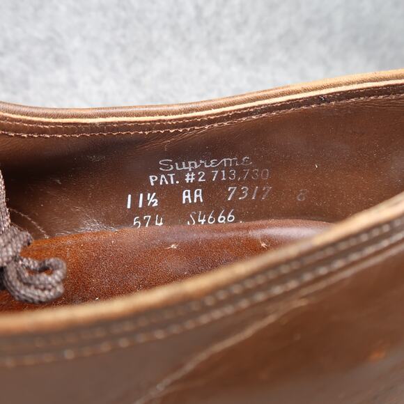 Supreme Shoes Mens 11.5 Oxfords Derby Split Toe Leather Vintage Classic AA Brown - Picture 12 of 14